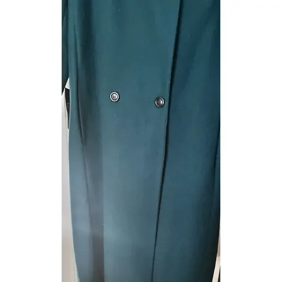 Aldopho Classics Women Sz 12 Overcoat 100% Wool Emerald Green Quiet Luxury Long - Picture 4 of 12